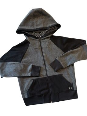 Under Armour ColdGear Full Zip Hoodie Gray Black Athletic Jacket Small